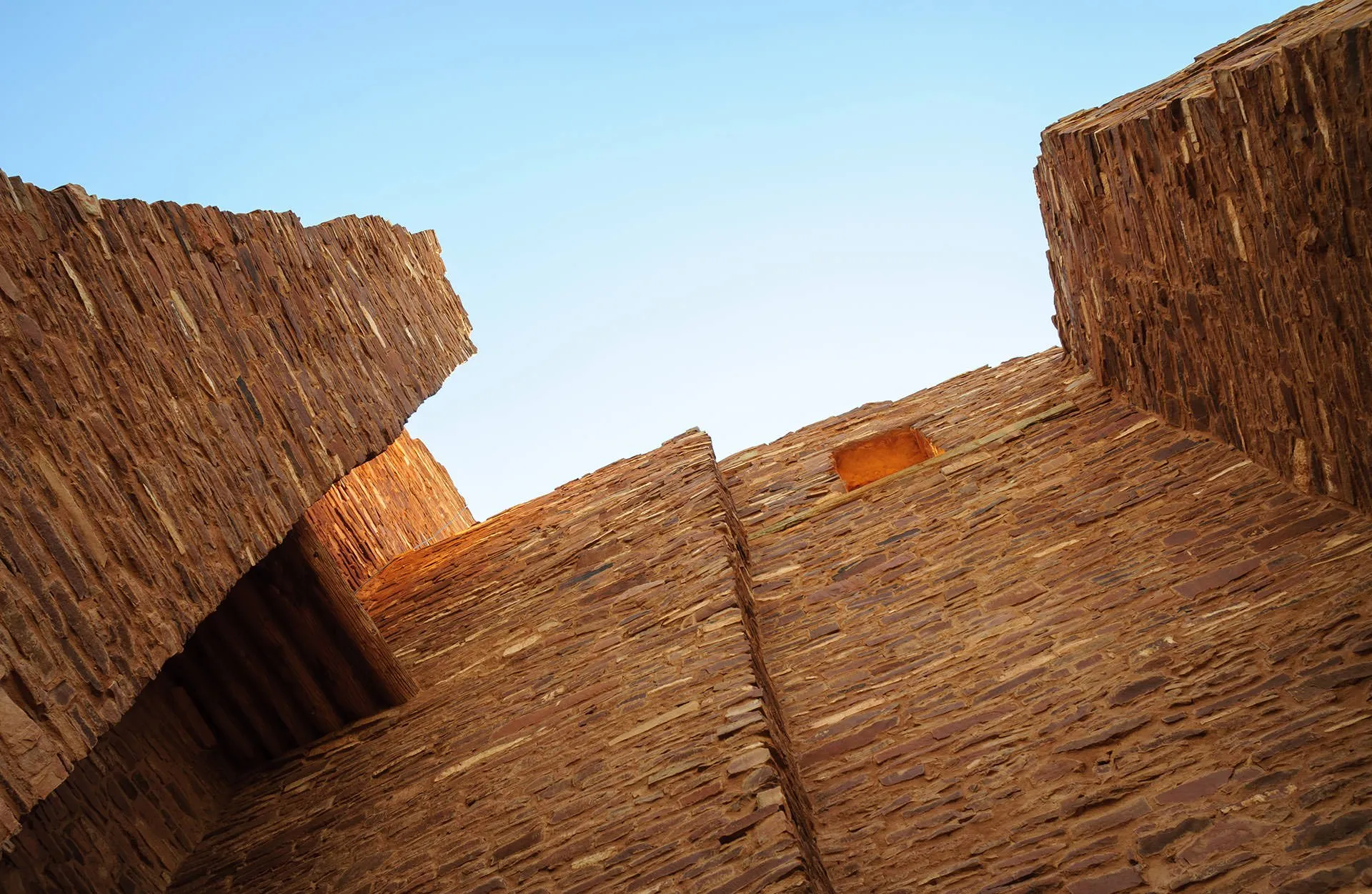 looking up at the Salinas Pueblo Mission