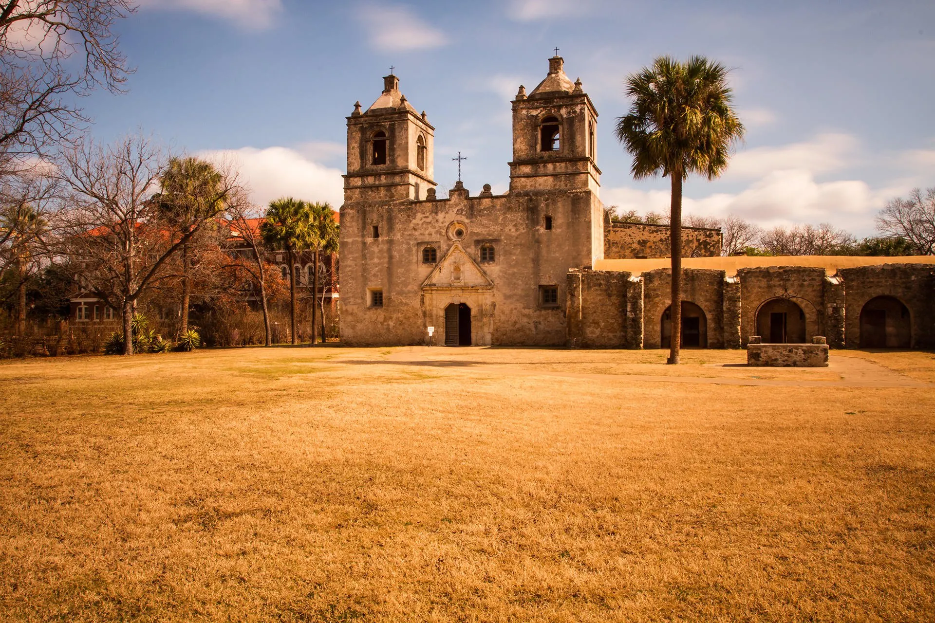 front of the San Antonio Mission church