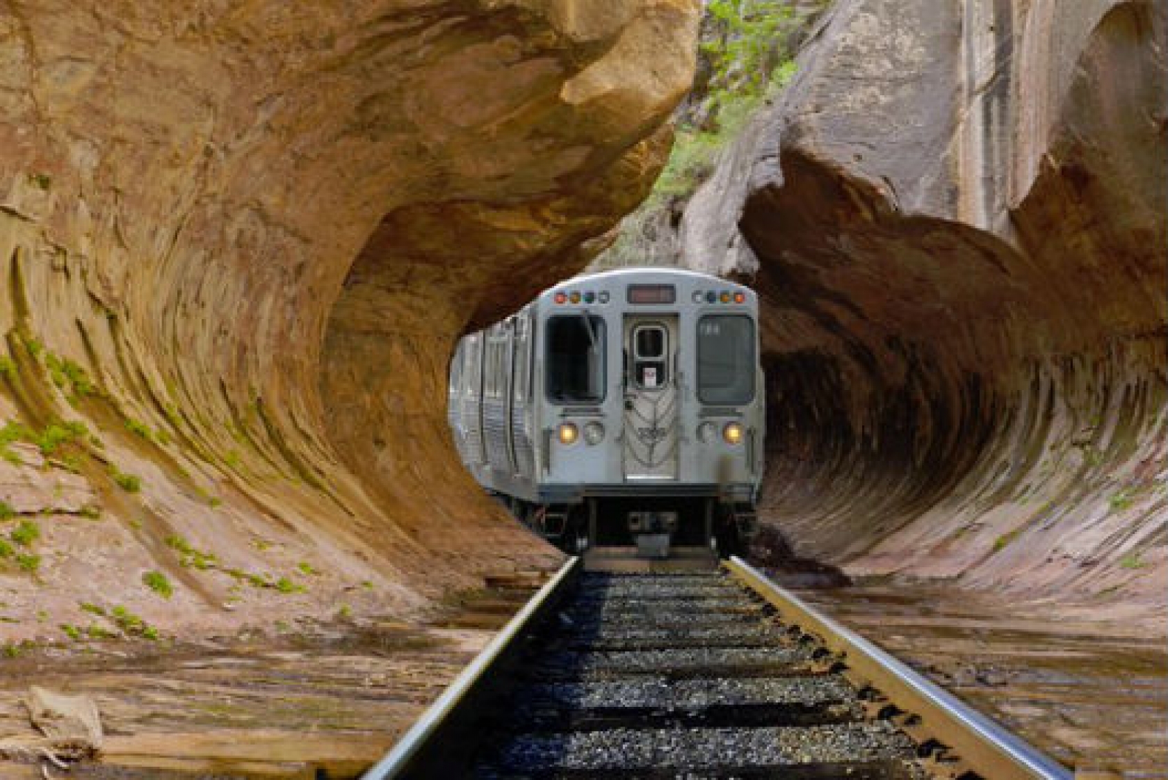A fake subway in Zion National Park