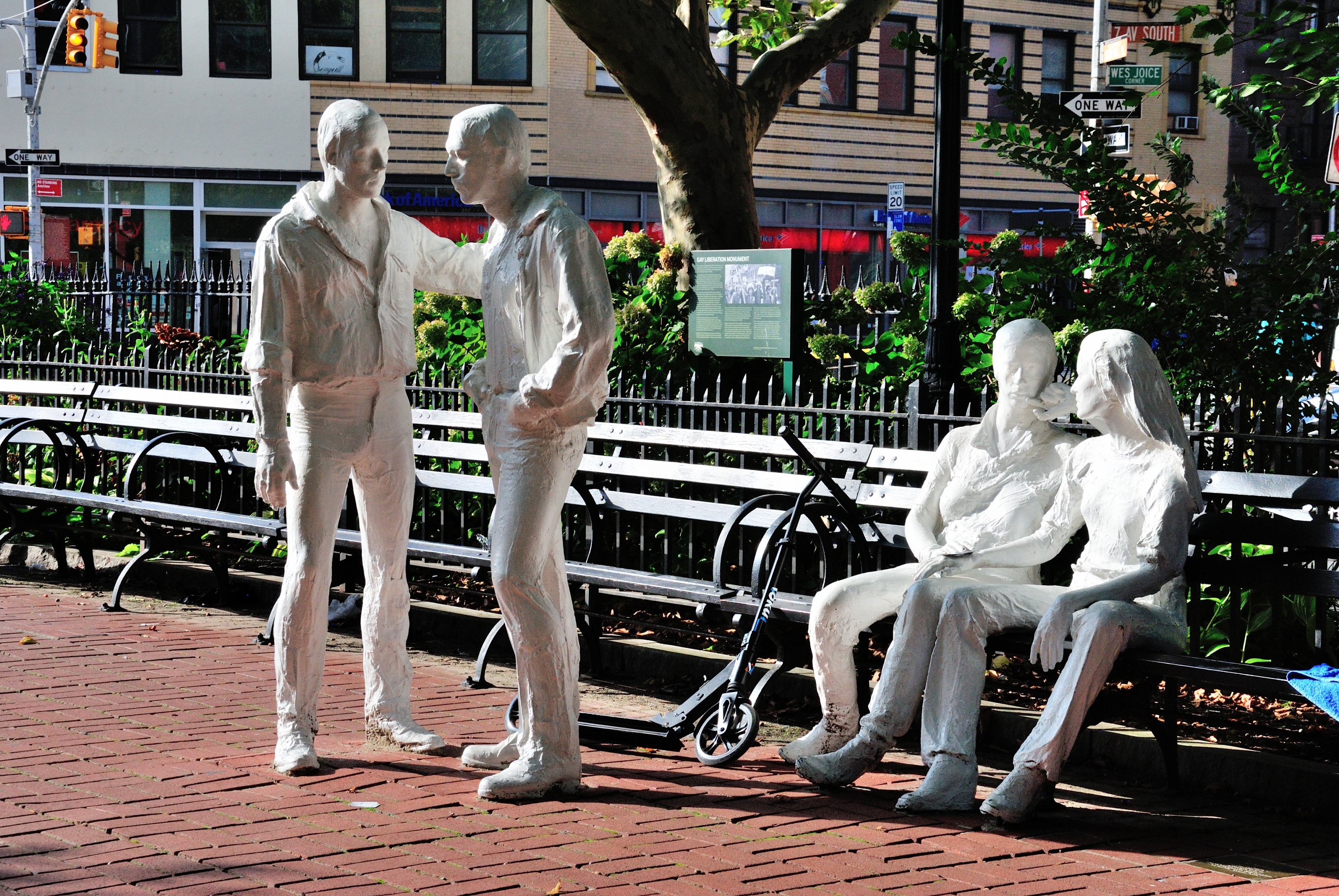 Statues in the park at Stonewall National Monument NYC