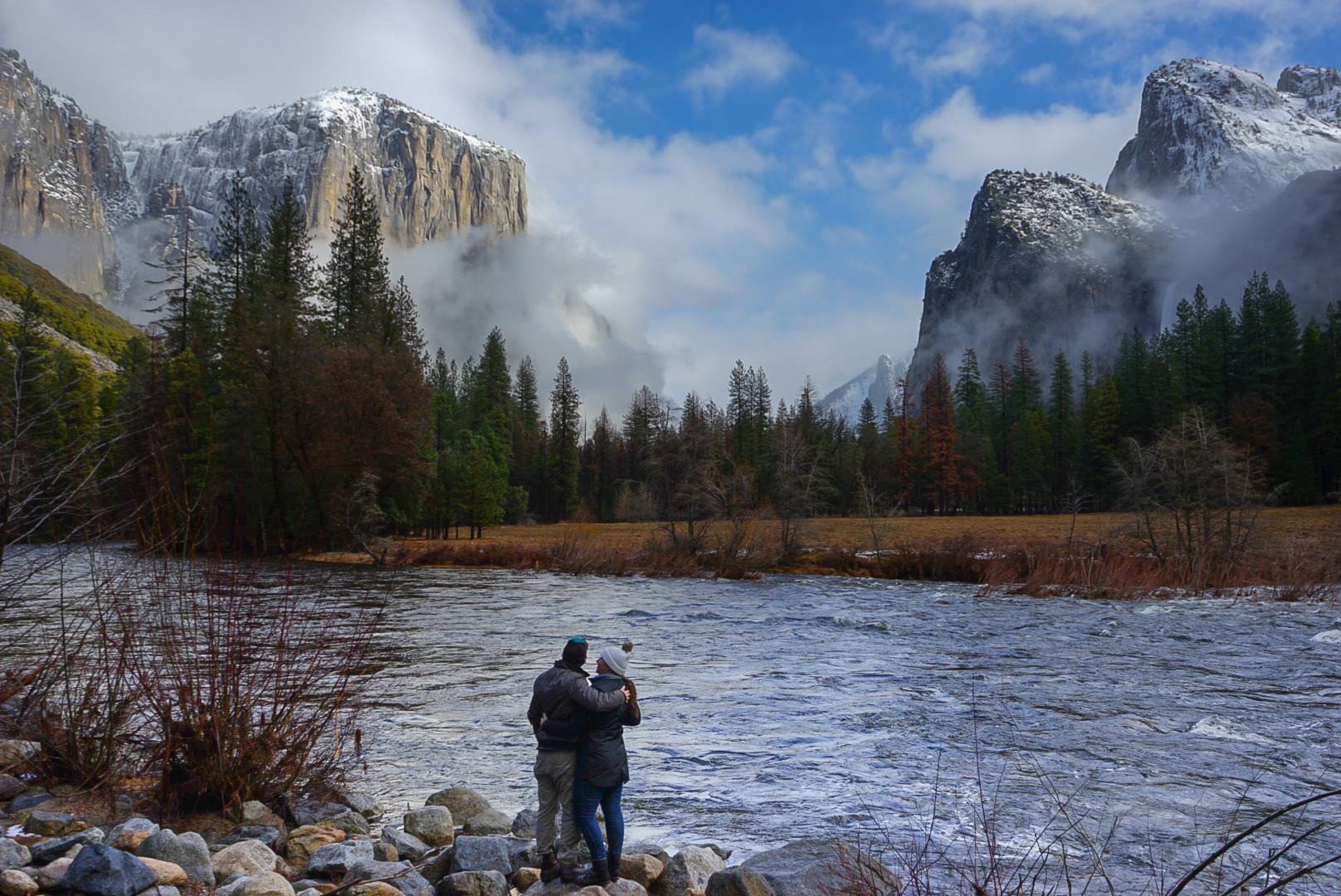 A couple in Yosemite in National Park. 