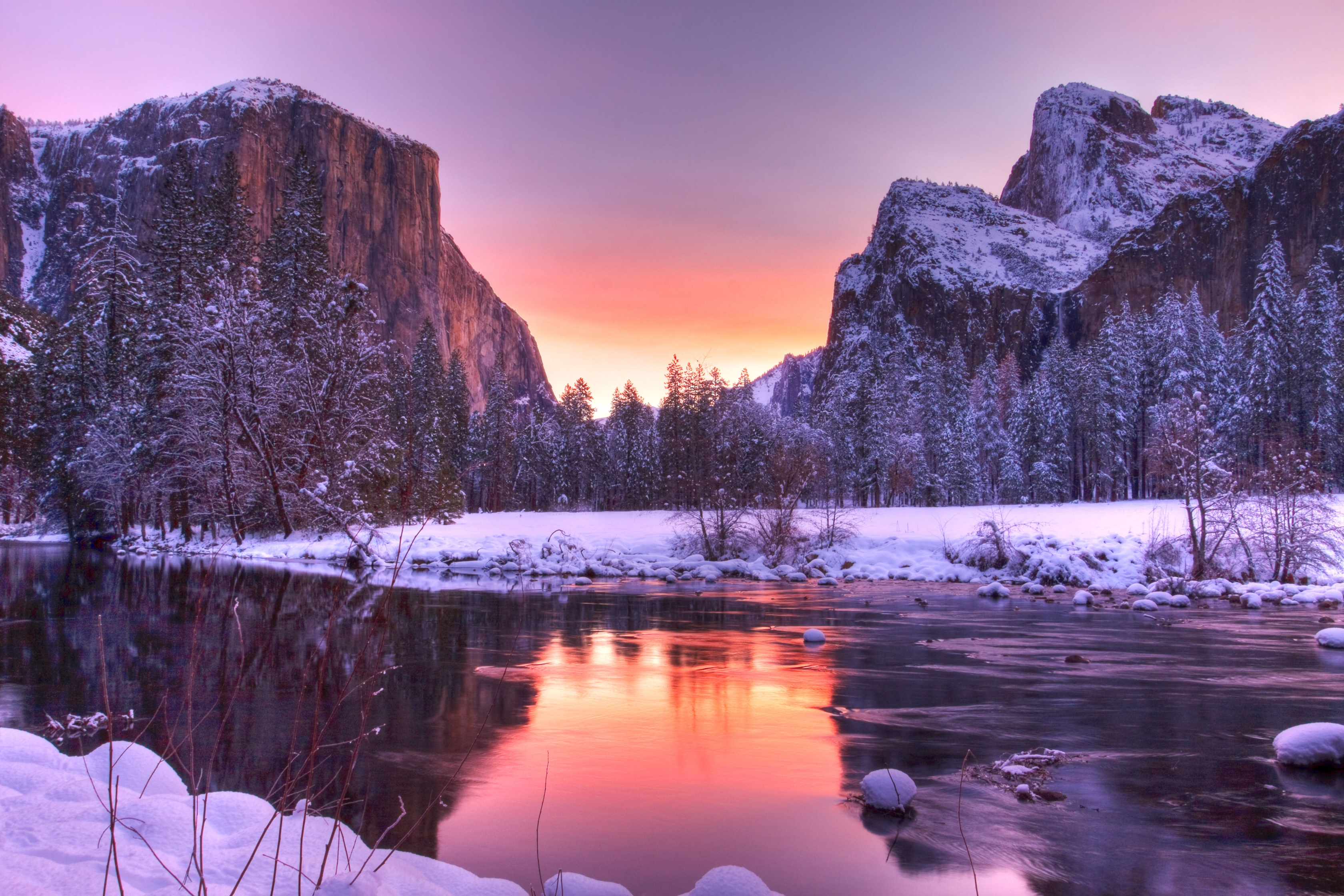 Winter comes at Yosemite National Park.