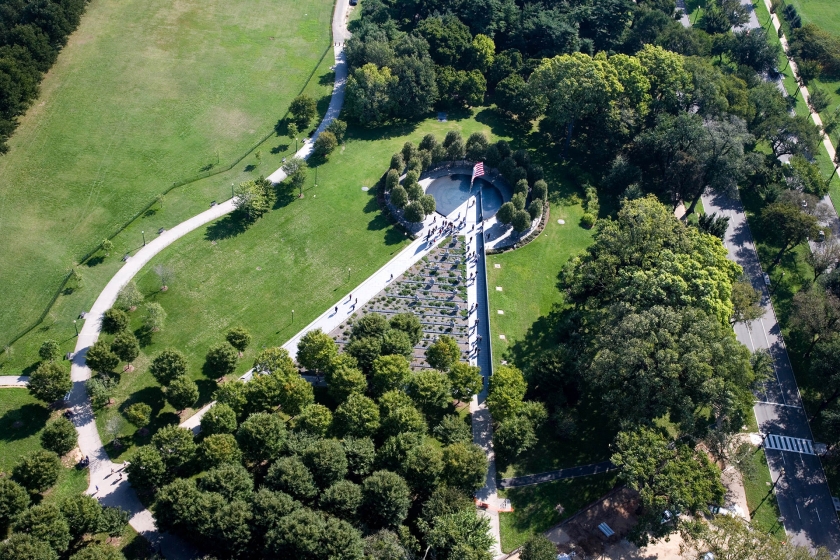 Vista aérea del veterano de Corea Memorial