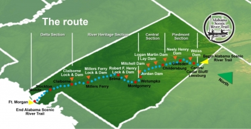 Descripción del mapa del sendero escénico de Alabama