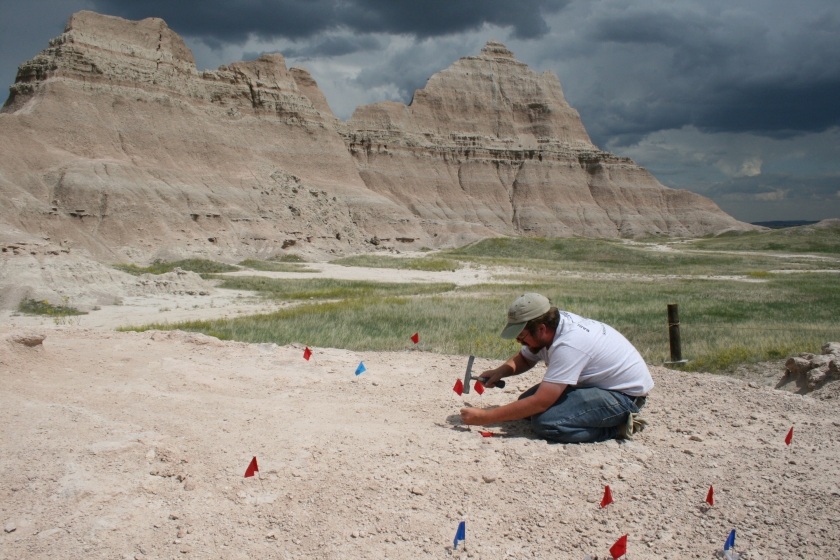 Paleontologist at the Saber excavation site at Badlands National Park