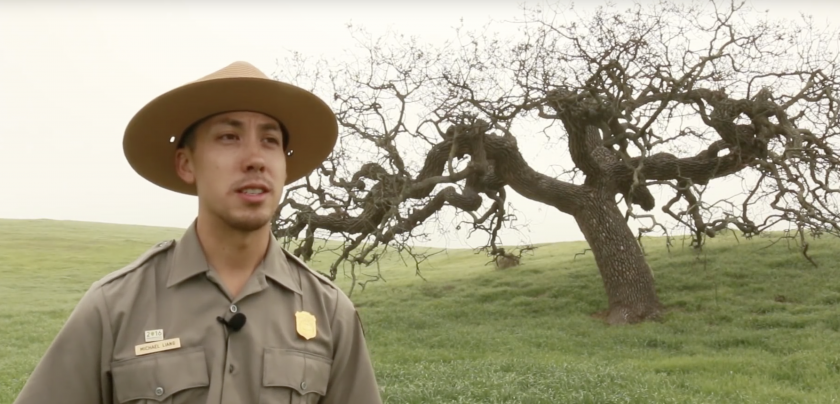 Park Ranger Michael Liang talking at Santa Monica National Recreation Area