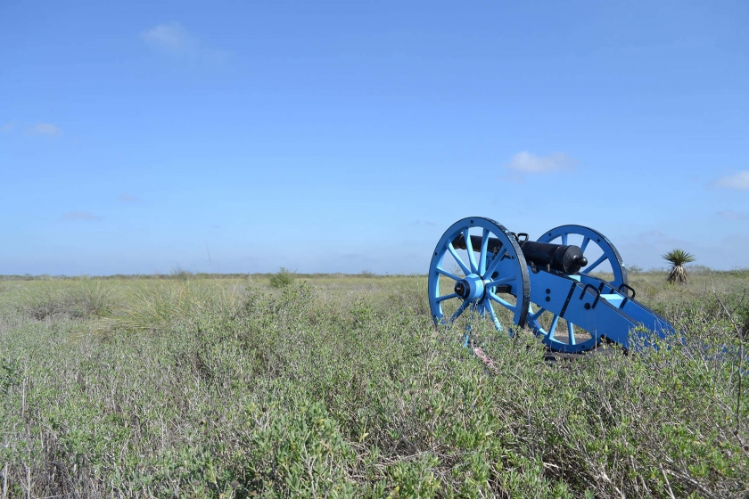 cañón azul en hierba alta